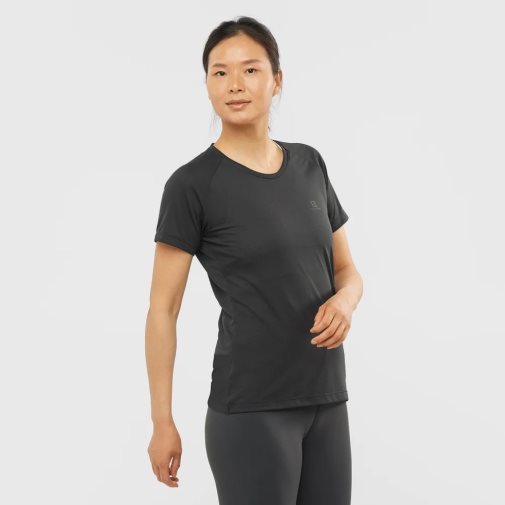 Black Salomon Cross Rebel Short Sleeve Women's T-Shirts | IE PJ9836